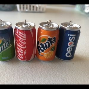 Set of 8 Mini Popular Brand Soda Can Charms